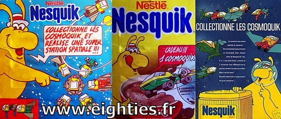 ANNEES, 80, 80's, eighties, Groquik, Groquick, Grosquick, Grosquik, Nesquik, Nesquick, NESTLE, Chocolat, mascotte, EMBLEME, enfance, trentenaires, pubs, PUBLICITE